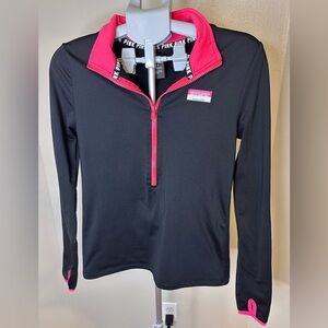 PINK Victoria's Secret Black and Pink Fleece Lined Zipper Jacket